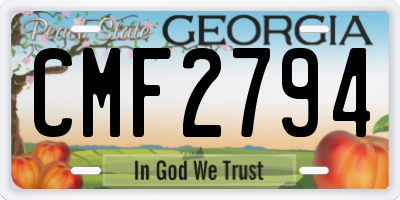 GA license plate CMF2794