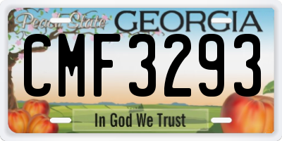 GA license plate CMF3293