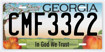 GA license plate CMF3322