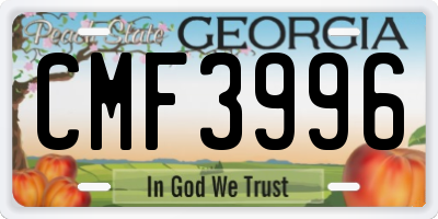 GA license plate CMF3996