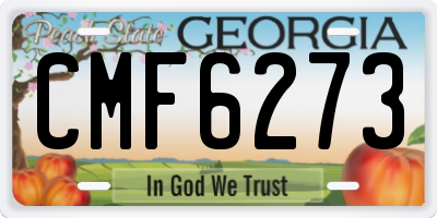 GA license plate CMF6273