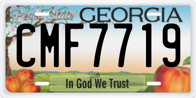 GA license plate CMF7719