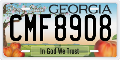 GA license plate CMF8908