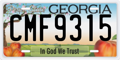 GA license plate CMF9315