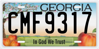 GA license plate CMF9317