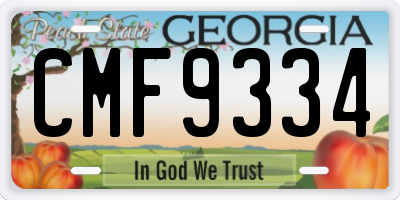 GA license plate CMF9334