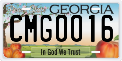 GA license plate CMG0016