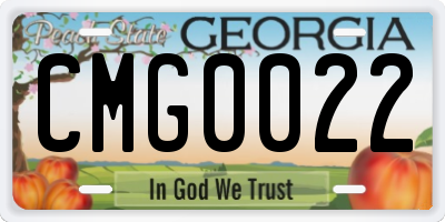 GA license plate CMG0022