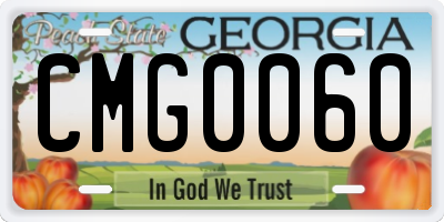 GA license plate CMG0060