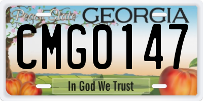 GA license plate CMG0147