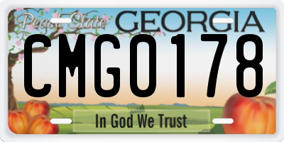 GA license plate CMG0178