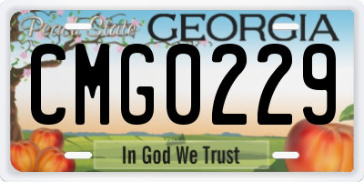 GA license plate CMG0229