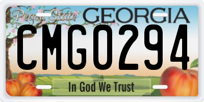GA license plate CMG0294