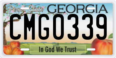 GA license plate CMG0339