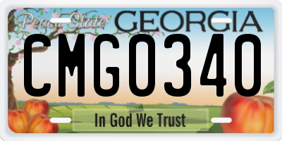 GA license plate CMG0340
