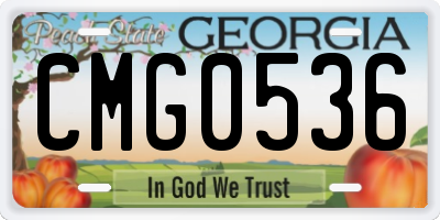 GA license plate CMG0536