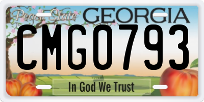GA license plate CMG0793