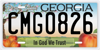 GA license plate CMG0826