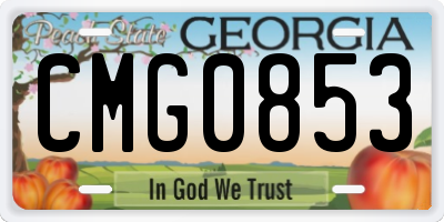 GA license plate CMG0853