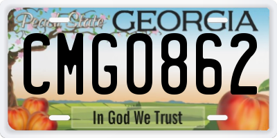 GA license plate CMG0862
