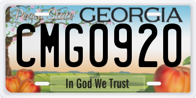 GA license plate CMG0920