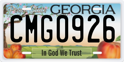 GA license plate CMG0926
