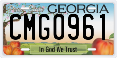 GA license plate CMG0961
