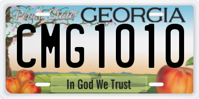 GA license plate CMG1010