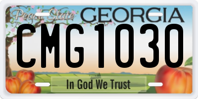 GA license plate CMG1030