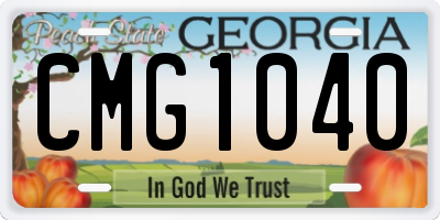 GA license plate CMG1040