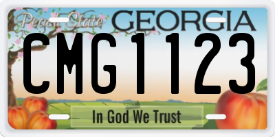 GA license plate CMG1123