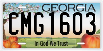 GA license plate CMG1603