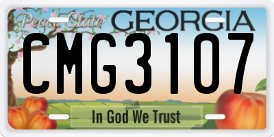 GA license plate CMG3107