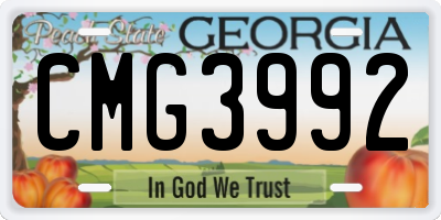 GA license plate CMG3992