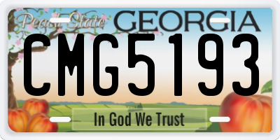 GA license plate CMG5193
