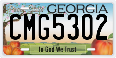 GA license plate CMG5302