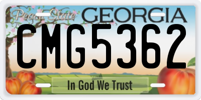 GA license plate CMG5362
