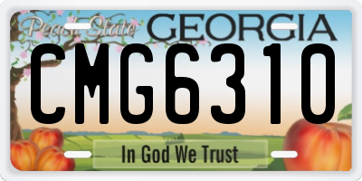GA license plate CMG6310