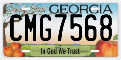 GA license plate CMG7568