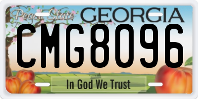 GA license plate CMG8096