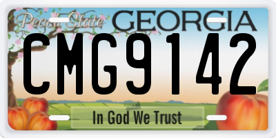 GA license plate CMG9142