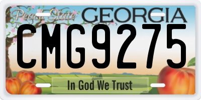 GA license plate CMG9275