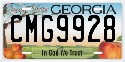 GA license plate CMG9928