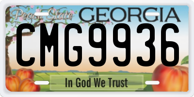 GA license plate CMG9936
