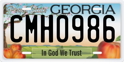 GA license plate CMH0986