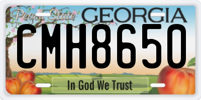 GA license plate CMH8650