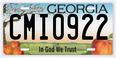 GA license plate CMI0922