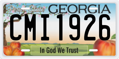 GA license plate CMI1926