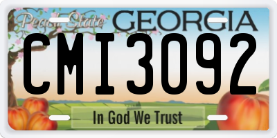 GA license plate CMI3092