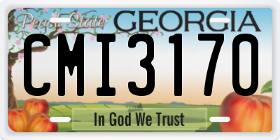 GA license plate CMI3170